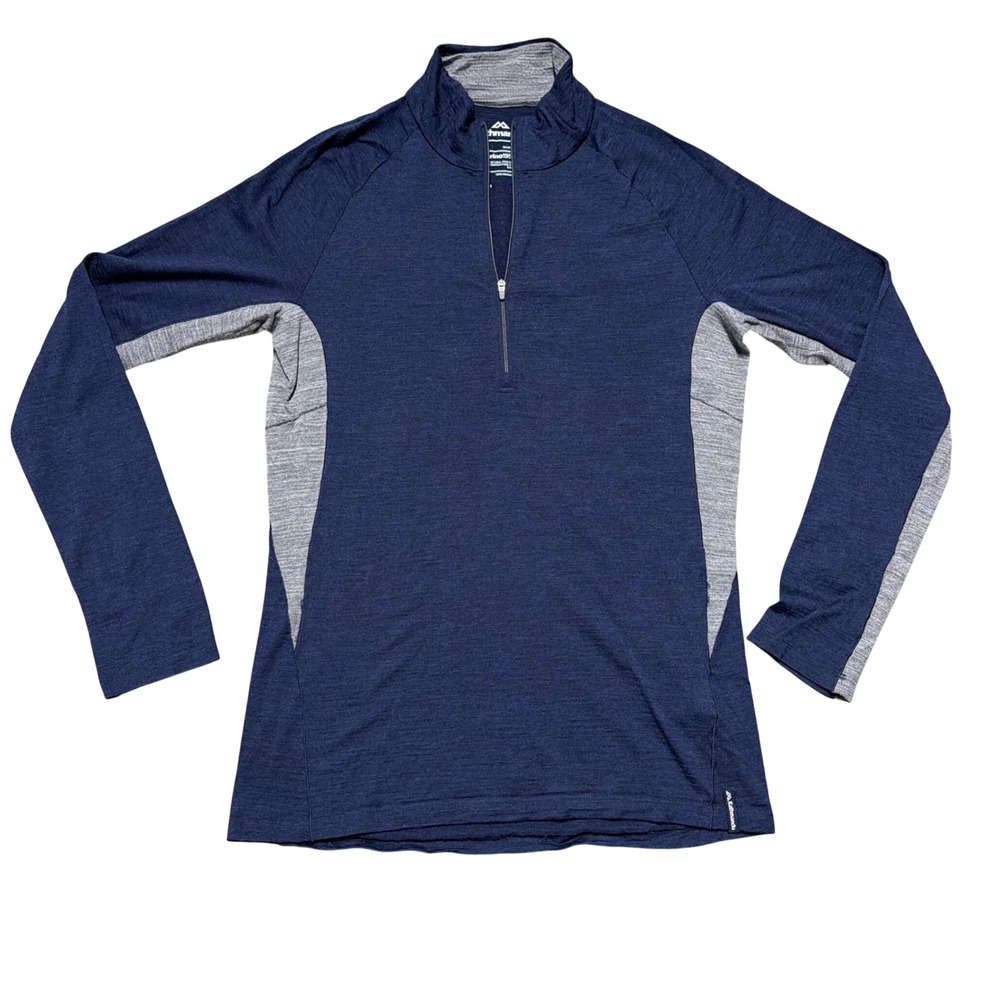 Kathmandu Merino195 1/4 Zip Pullover Mens Large Navy Blue Wool Base Layer Top